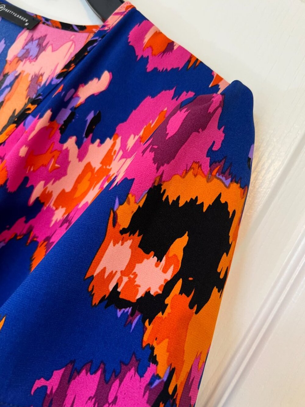 NWOT Pretty Garden High Low Wrap Midi Dress Short Sleeve Abstract Print SIZE Med - Picture 8 of 13
